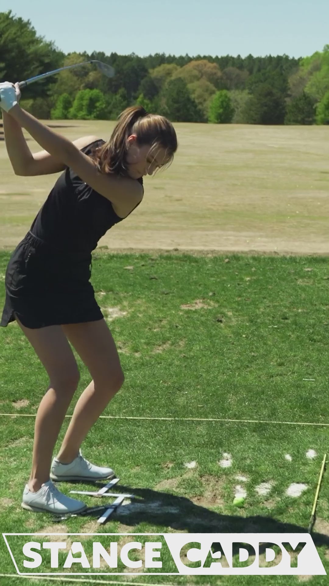 stance caddy golf perfect alignment foot ball placement wedge driver club proper distance consistency accuracy improve